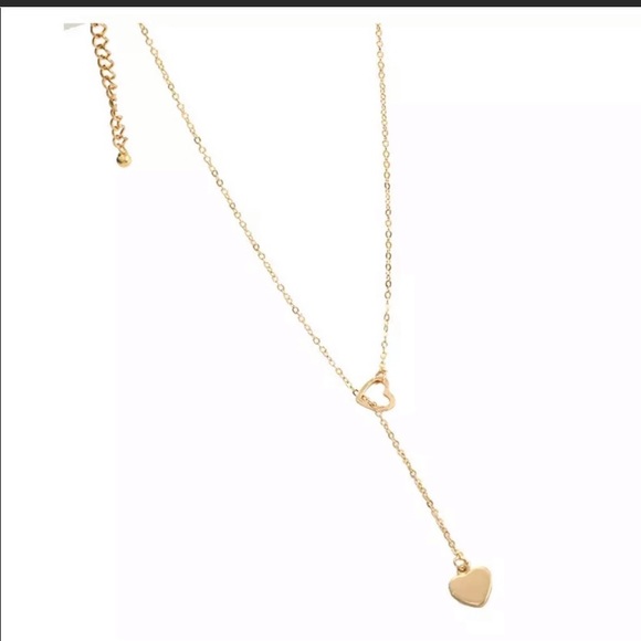 NWOT {Gold & Silver} Double Heart Drop Necklace - Picture 3 of 6